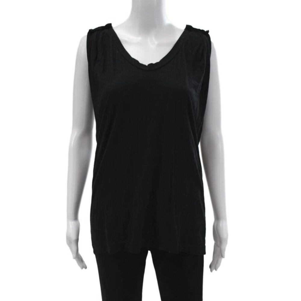 Clu Women Basic Black Cotton V Neck Sleeveless Tank Size S